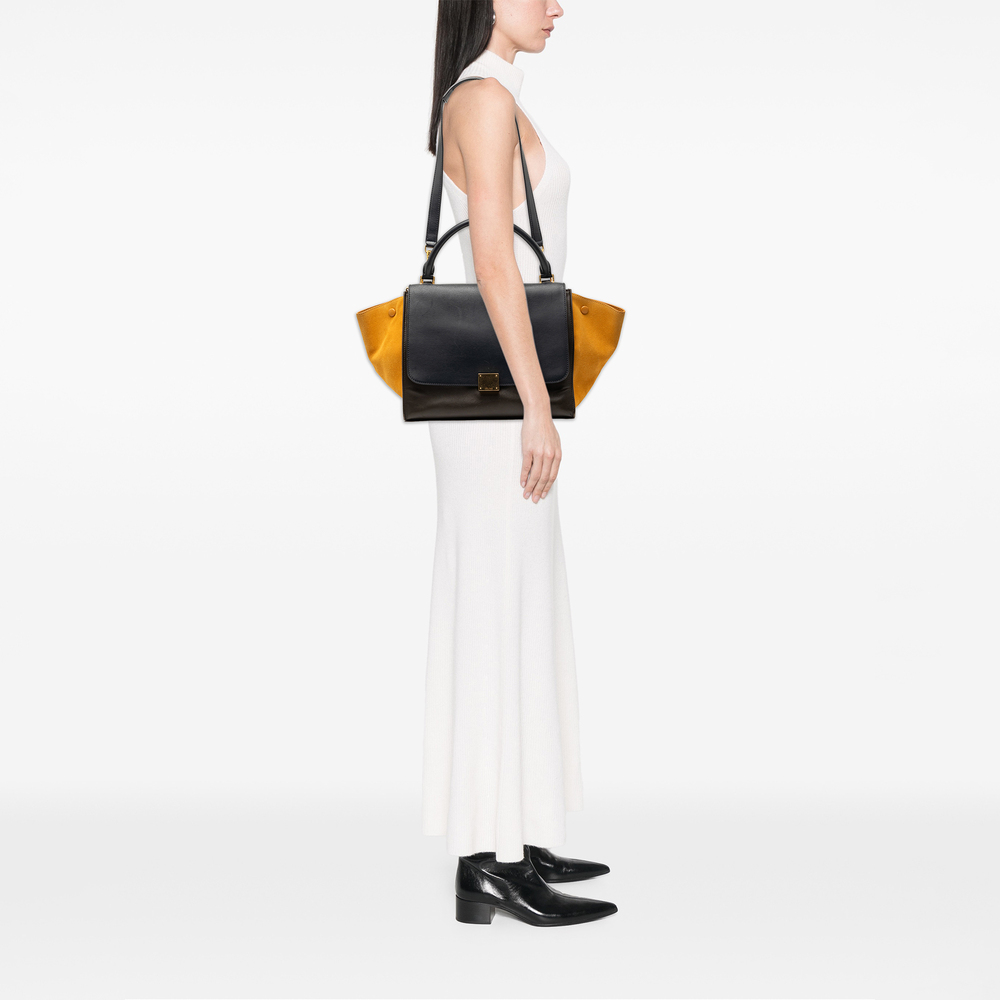 Pre-Loved Celine Medium Tricolor Calfskin and Suede Trapeze Satchel - Picture 7 of 7